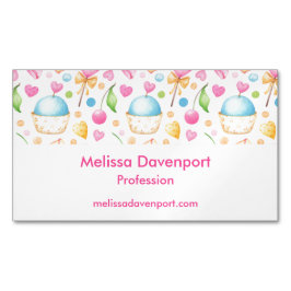 Herz und Cupcakes Delikates Wasserfarbenes Muster Magnetische Visitenkarte