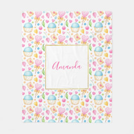 Herz und Cupcakes Süßes Aquarellmuster Fleecedecke