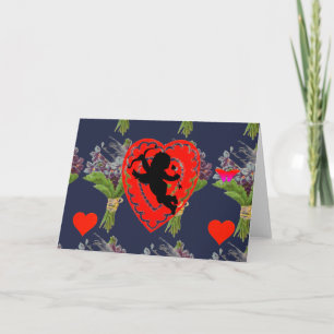 Herz-und Cupid ORIGINAL ART Faltkarte Karte