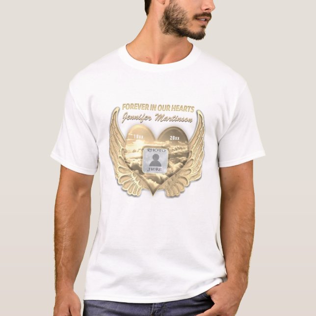 Herz und Engel Wings Gold | Foto hinzufügen T-Shirt (Vorderseite)