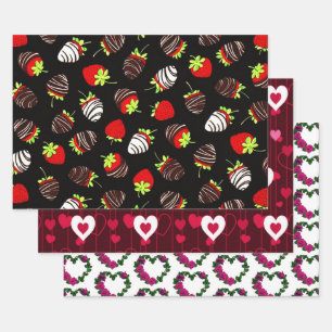 Herz- und Erdbeerensammlung Geschenkpapier Set