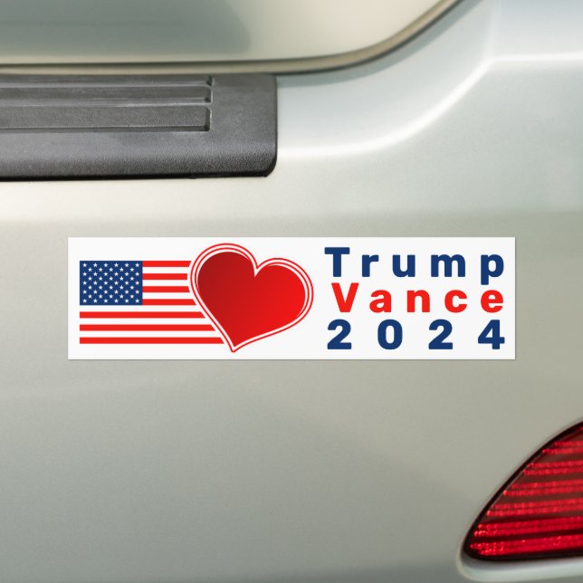 Herz und Fahne, Trump, Vance Autoaufkleber (Auf Auto)