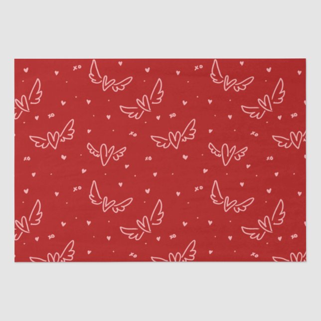 Herz und Flügel in Rot Seidenpapier (Vorderseite)