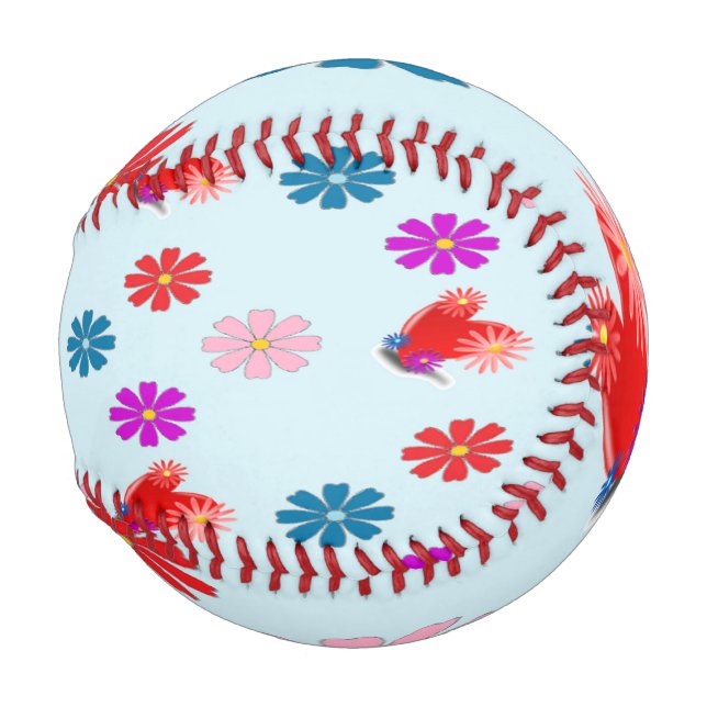 Herz und Gänse auf blau Baseball (Rückseite Links)
