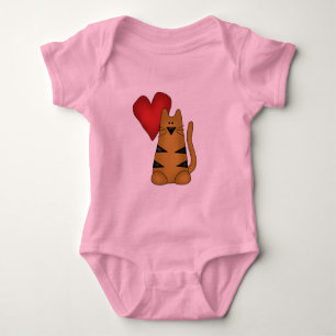 Herz und gestreifte Katzen-T-Shirts und Geschenke Baby Strampler