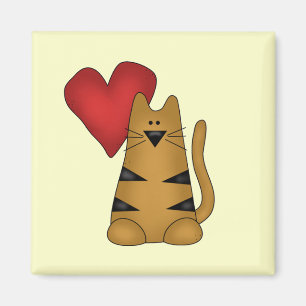 Herz und gestreifte Katzen-T-Shirts und Geschenke Magnet