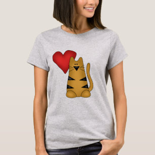Herz und gestreifte Katzen-T-Shirts und Geschenke T-Shirt