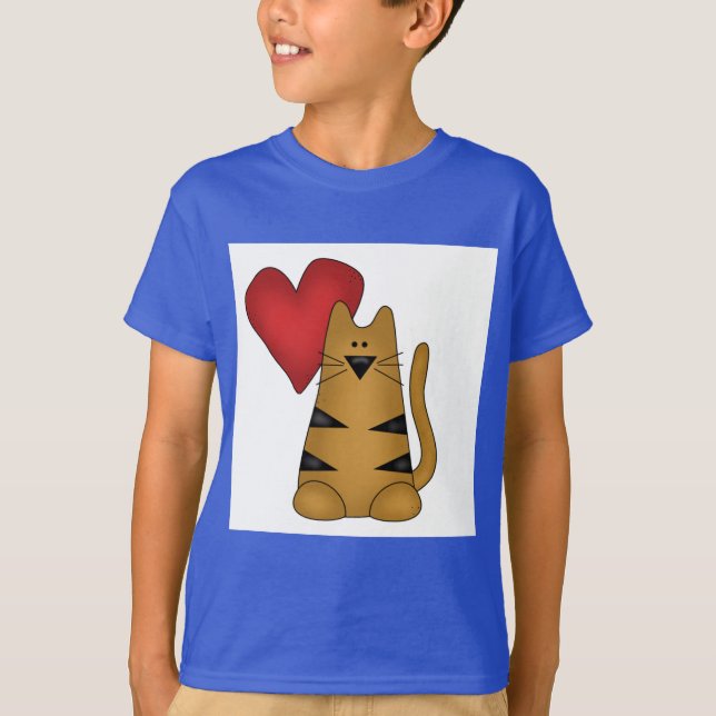 Herz und gestreifte Katzen-T-Shirts und Geschenke T-Shirt (Vorderseite)