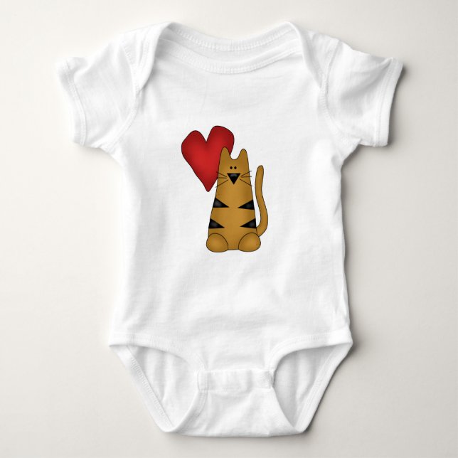 Herz und gestreifte Katzenhemden und -geschenke Baby Strampler (Vorderseite)