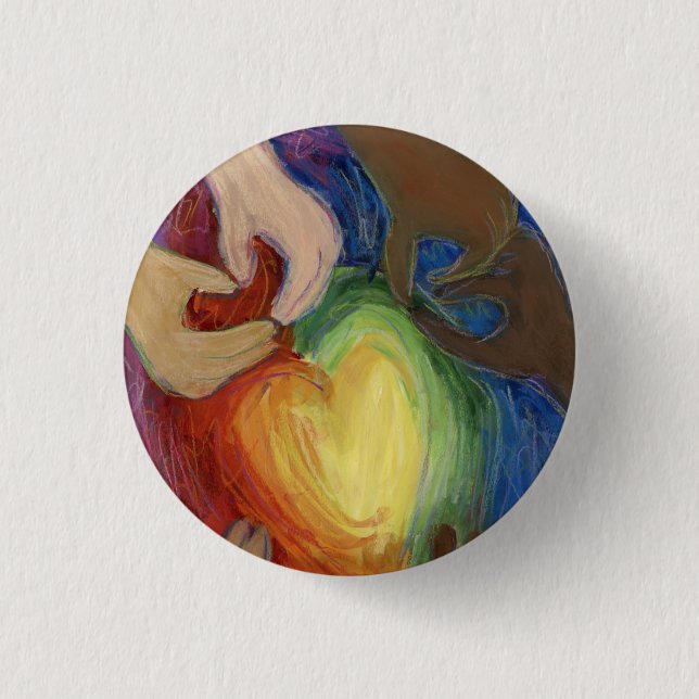 Herz und Hände Diversity Button oder Tasten für He (Vorderseite)