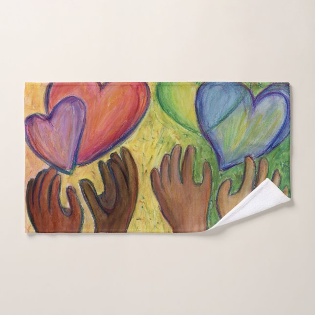 Herz und Hände Liebe Diversity Handtuch (Handtuch)