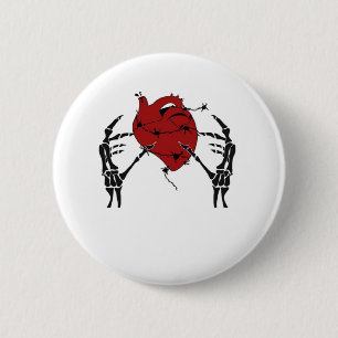 Herz und Hände - Skelett Herz Hände Button