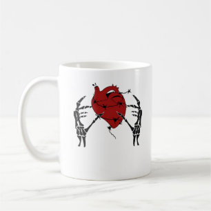 Herz und Hände - Skelett Herz Hände Kaffeetasse