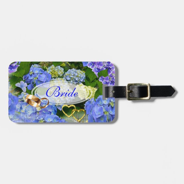 Herz und Hydrangeas Gepäckanhänger (Vorderseite horizontal)