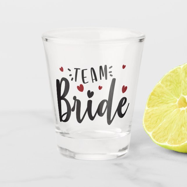 Herz und Hype für die Briade Schnapsglas (Vorderseite)