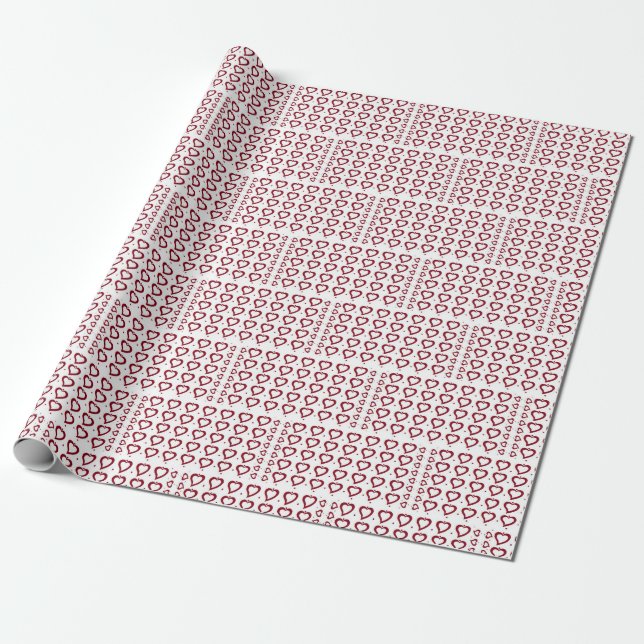 Herz und kleine Punkte Rot und Weiß Design Geschenkpapier (Ungerollt)