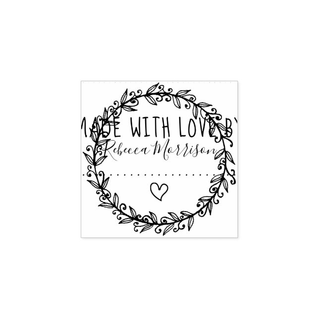 Herz und Kranz | Maßgeschneidert mit Liebe Gummistempel (Prägung)