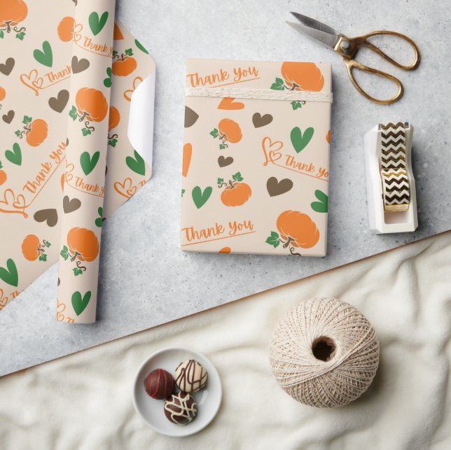 Herz und Kürbis glücklich Thanksgiving nahtlos Geschenkpapier (Kunsthandwerk)