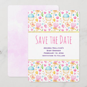 Herz und Liebe Deluxe Wasserfarben Muster Save The Date