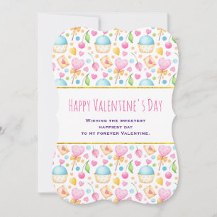 Herz und Liebe Wasserfarbenes Muster Valentins Feiertagskarte