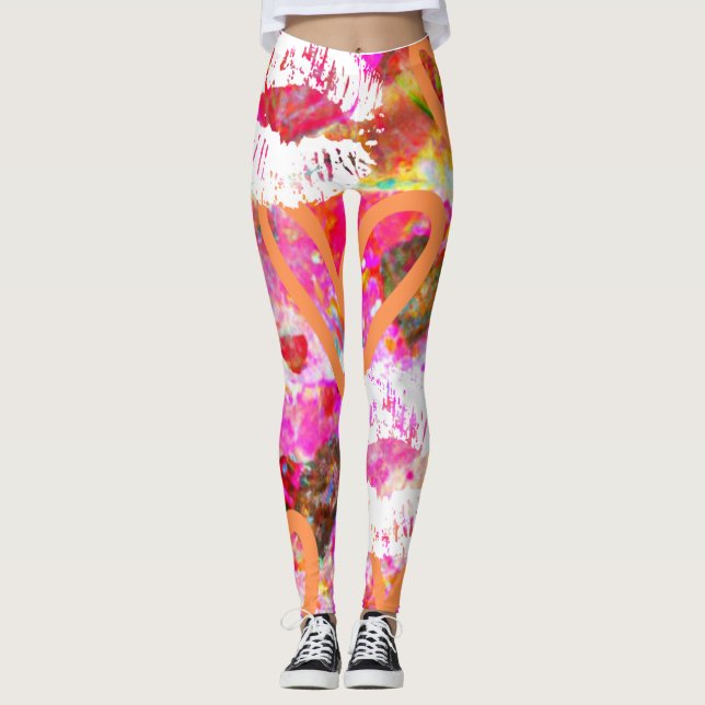 Herz und Lippen Leggings (Vorderseite)