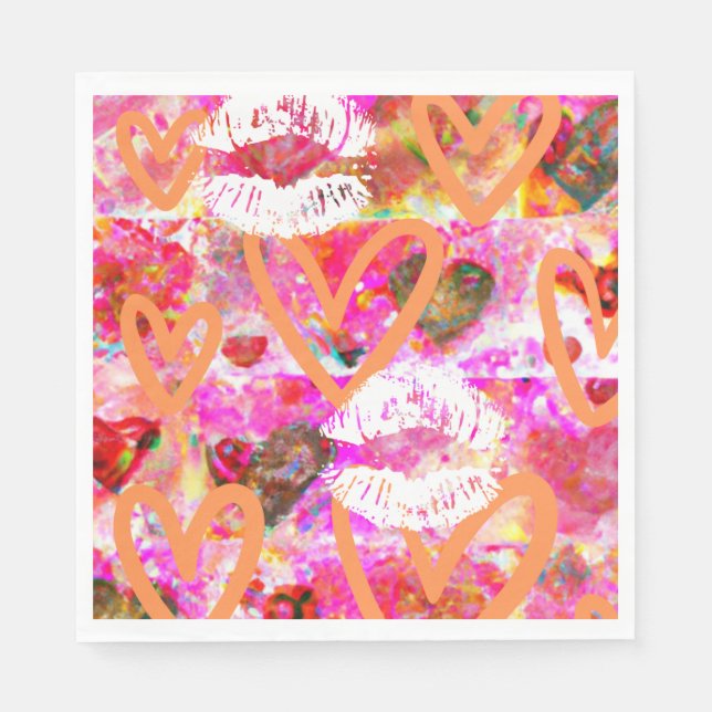 Herz und Lippen Serviette (Vorderseite)