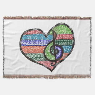 Herz und Musik Treble Clef in Regenbogenfarben Decke