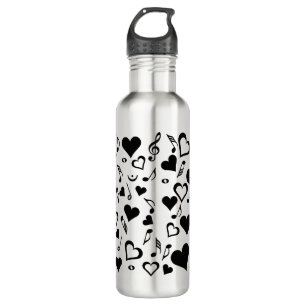 Herz und Musiknoten Edelstahlflasche