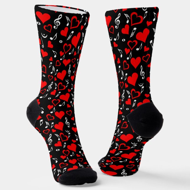 Herz und Musiknoten Socken (Gewinkelt)