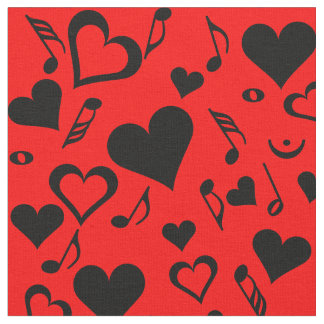 Herz und Musiknoten Stoff