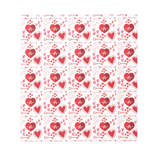 Herz und Pfeil der roten Liebe Notizblock (Vorderseite)