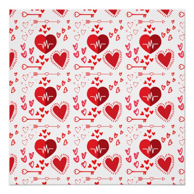 Herz und Pfeil der roten Liebe Poster (Vorderseite)