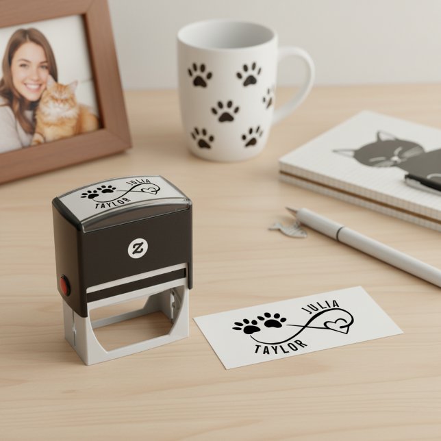 Herz und Pfoten Namensstempel für einen Hunde Lieb Permastempel (Show your infinite love for pets with every imprint of this signature stamp 🐾❤️)