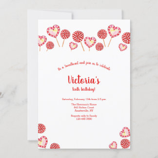 Herz und Pinwheel Candy Birthday Einladung