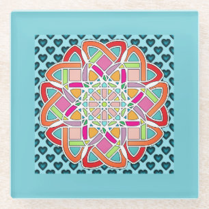 Herz und Quilt Design Blue Beverage Coaster Glasuntersetzer