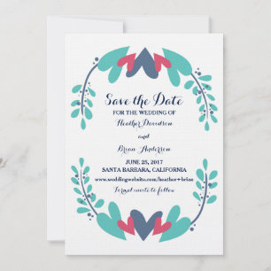 Herz und Reben beim Hochzeitsfeiern Das einladende Save The Date