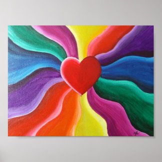 Herz und Regenbogen Postkarte Poster