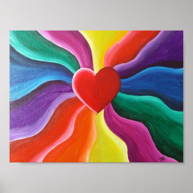 Herz und Regenbogen Postkarte Poster (Vorne)