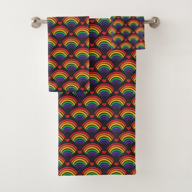 Herz- und Regenbogenmuster Badhandtuch Set (Insitu)