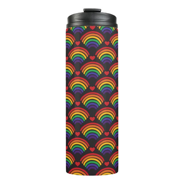 Herz- und Regenbogenmuster Thermosbecher (Vorderseite)