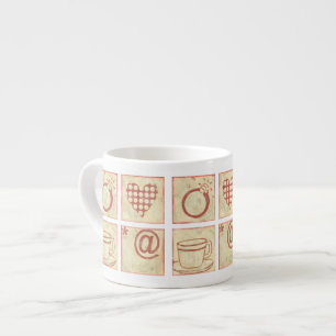Herz und Ring Woodblock Zeichnungen Espressotasse