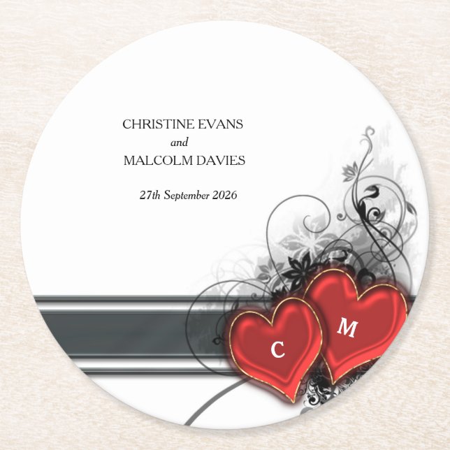 Herz und Rollen Runder Pappuntersetzer (Vorderseite)