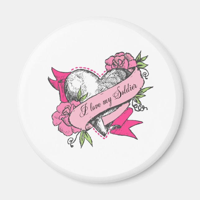 Herz und Rose Magnet (Vorne)