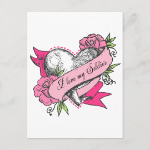 Herz und Rose Postkarte