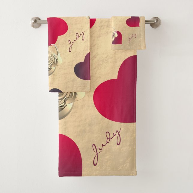 Herz und Rose Romantisches Handtuch Badhandtuch Set (Insitu)