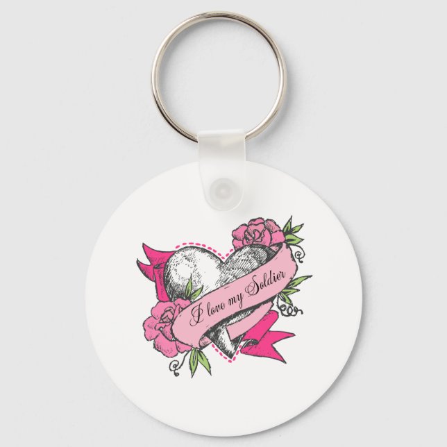 Herz und Rose Schlüsselanhänger (Vorderseite)