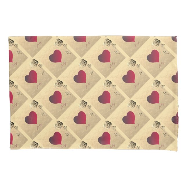 Herz und Rose wiederholen Kissenbezug (Vorderseite)