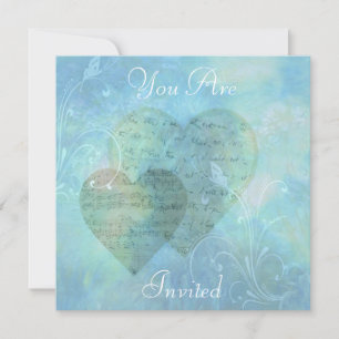 Herz und Schmetterlinge Blaue Einladung Ankündigun
