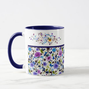 Herz und Schmetterlinge floral Tasse