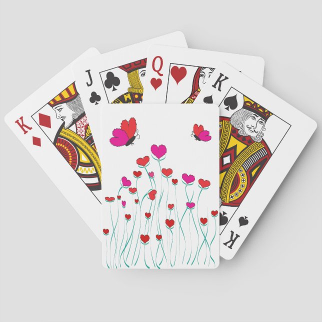 Herz und Schmetterlinge Valentinische Liebe Spielkarten (Rückseite)